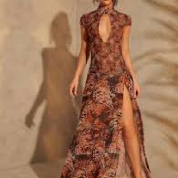 Shein X L'Amorae Abstract Butterfly Animal Print Midi Dress NXT Misses Large - Picture 1 of 14